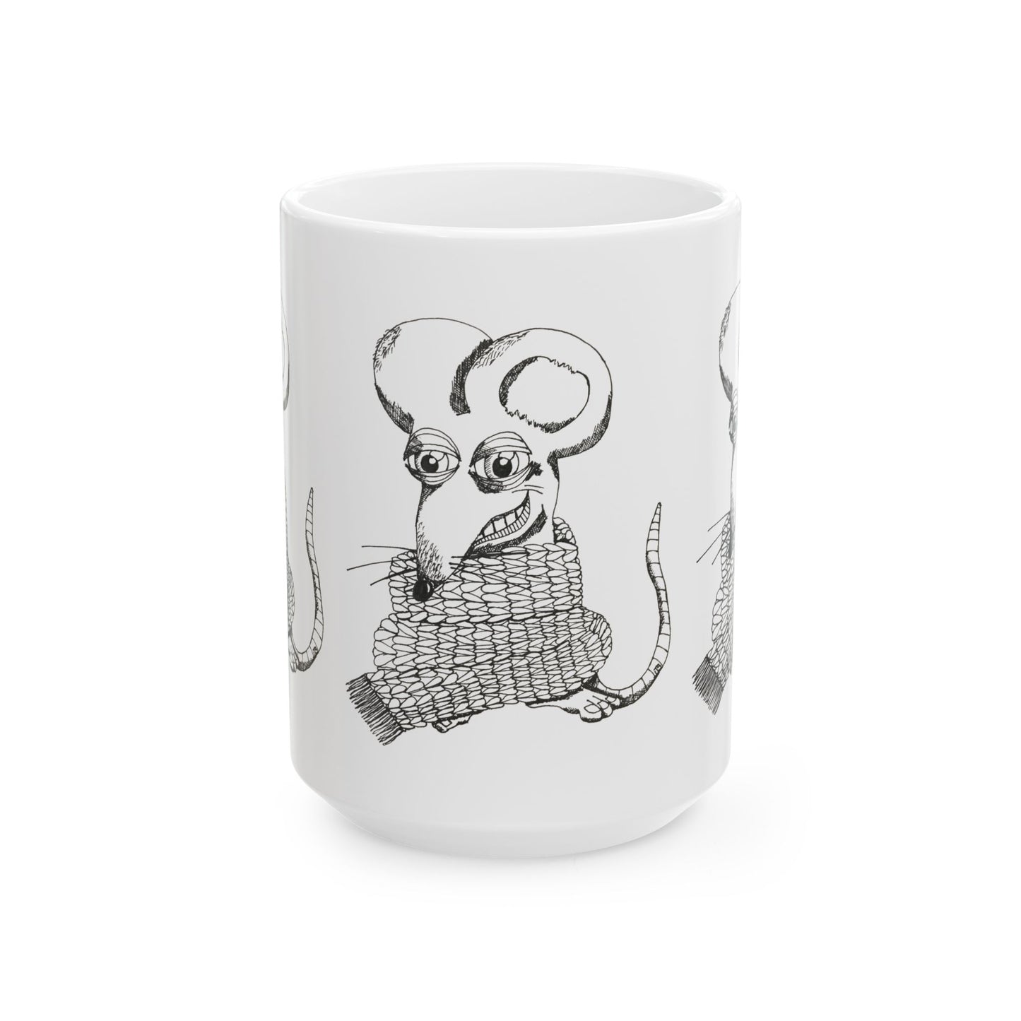 Charming Rat with Knit Scarf Ceramic Mug