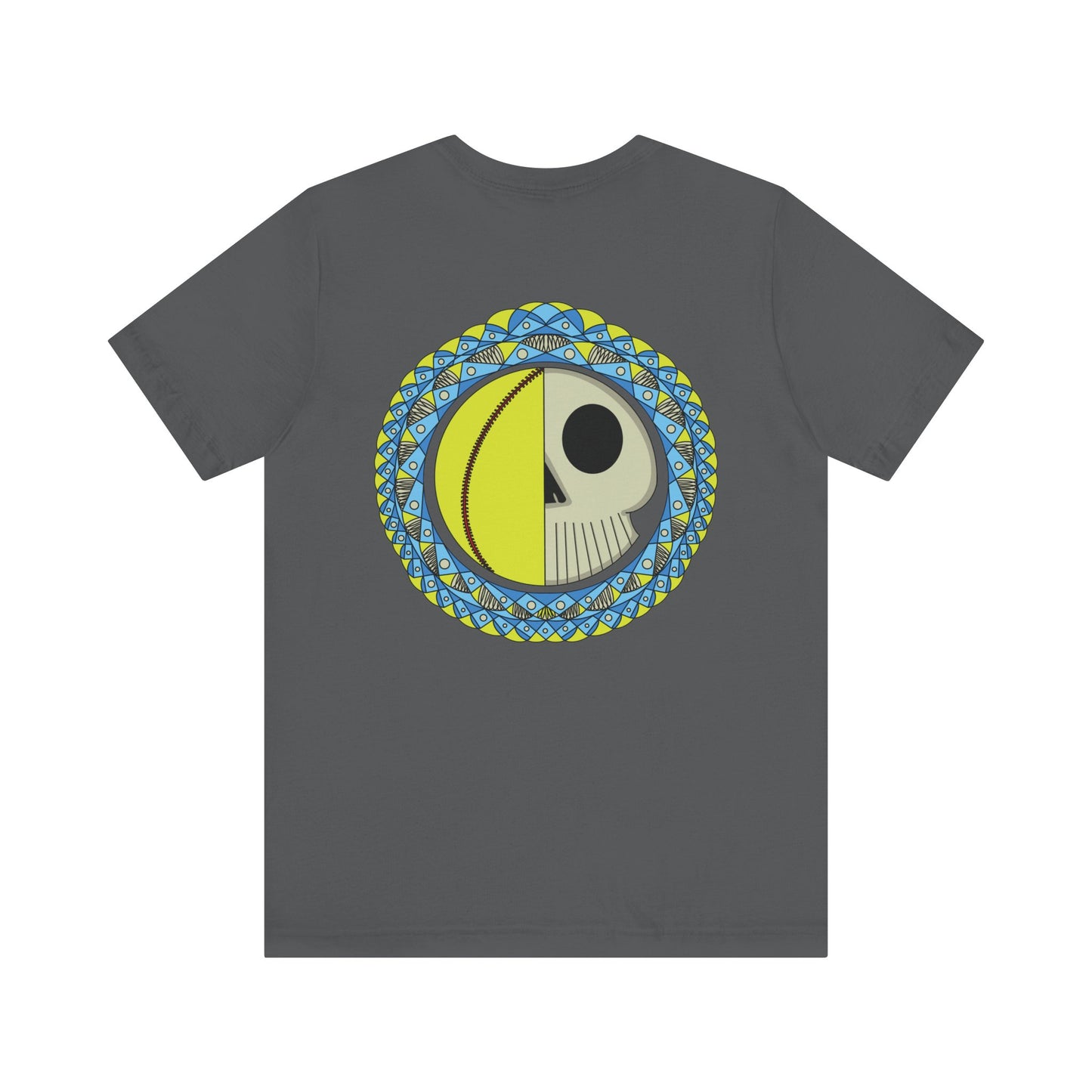 Softball Skull Mandala Back Design Graphic T Shirt Bella + Canvas 3001