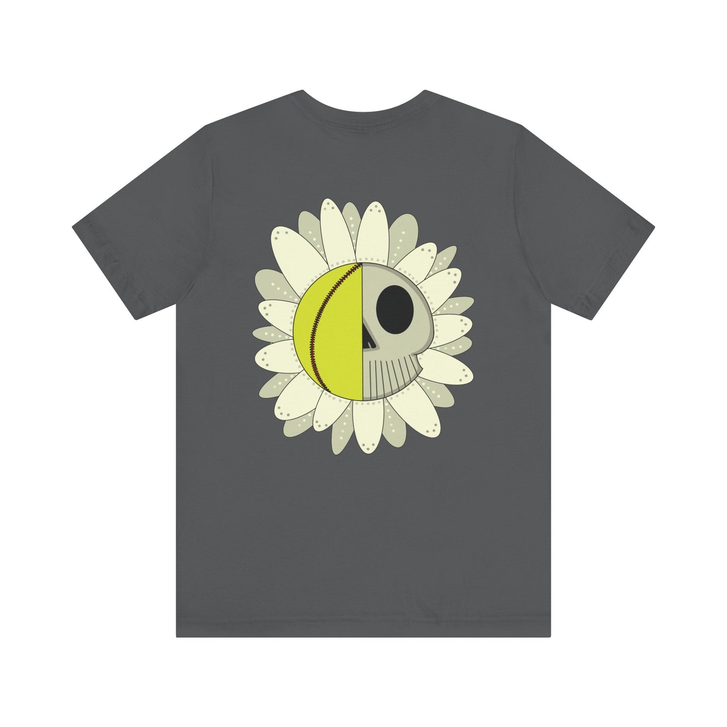 Softball Skull Daisy Back Design Unisex Bella + Canvas 3001 T-Shirt