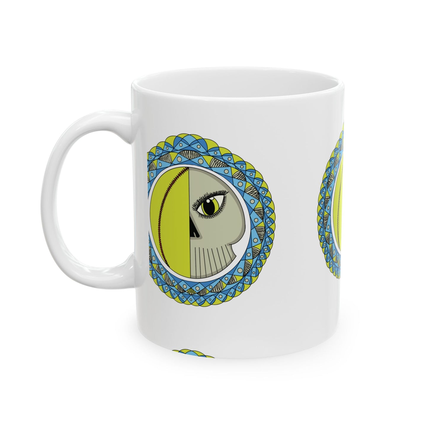 Softball Eyeball Mandala 11 oz Mug