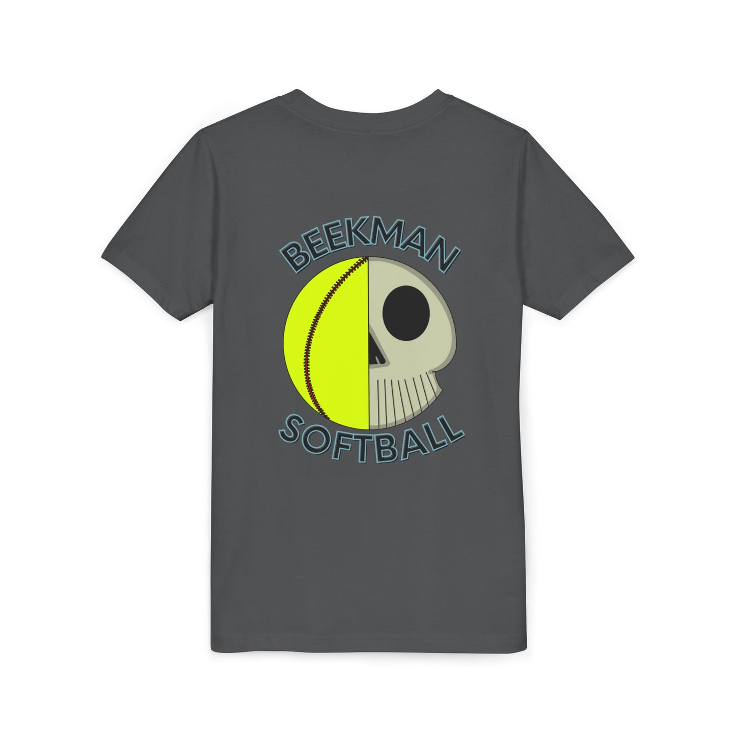 Beekman Softball Skull Youth Tee - Back Design