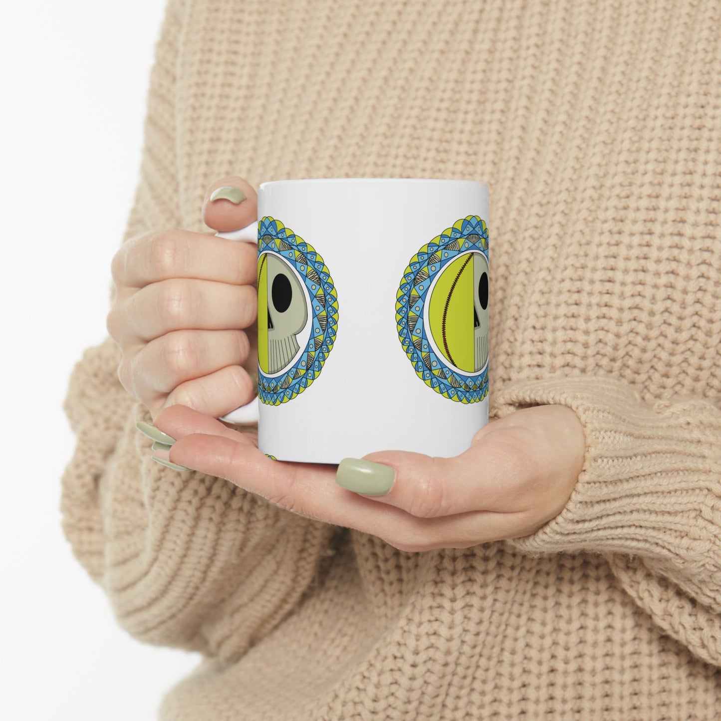 Softball Skull Mandala 11 oz Mug