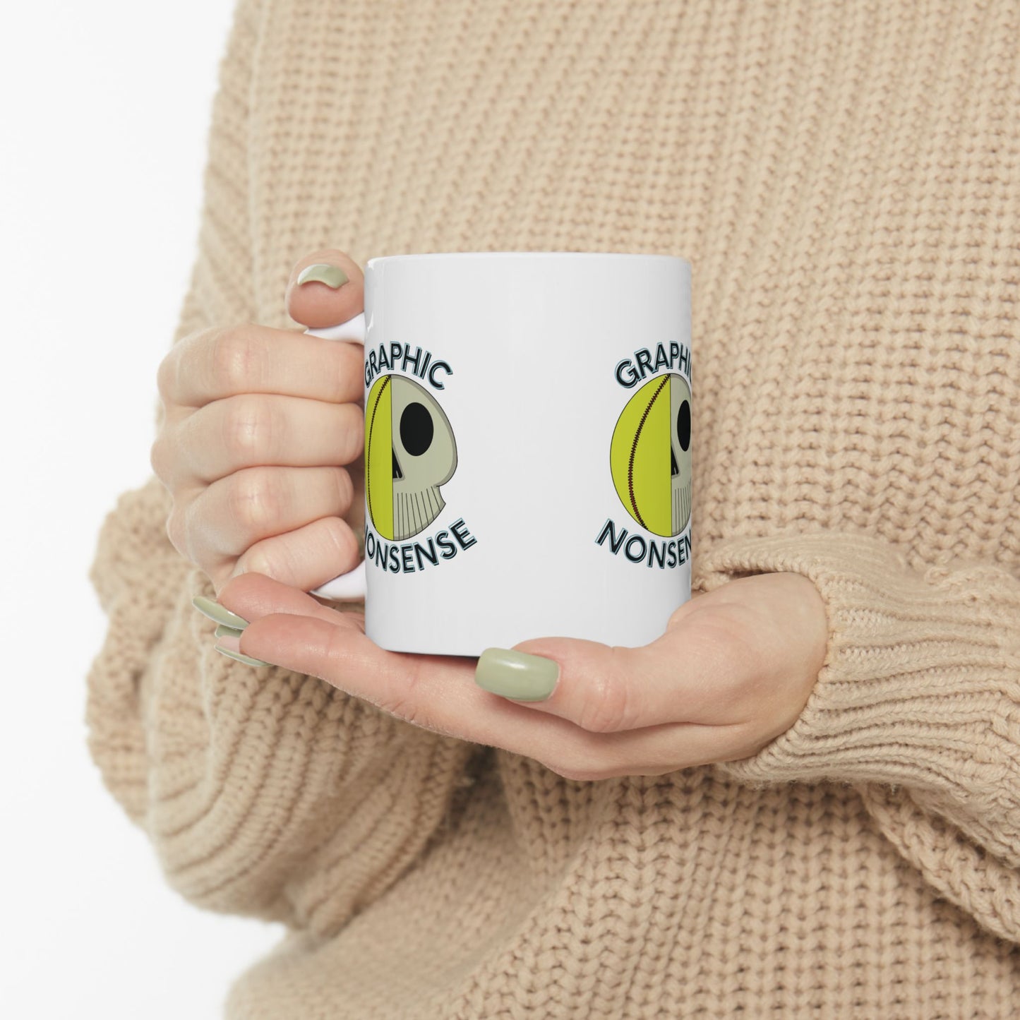 Graphic Nonsense Softball Skull 11 oz Mug