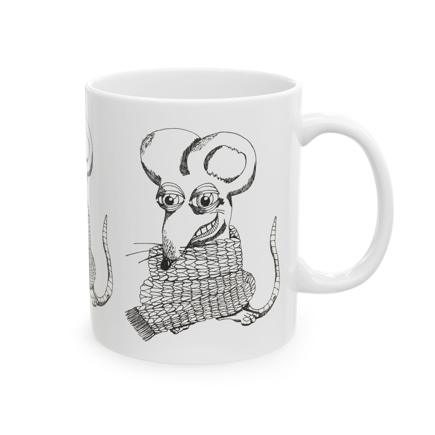 Charming Rat with Knit Scarf Ceramic Mug