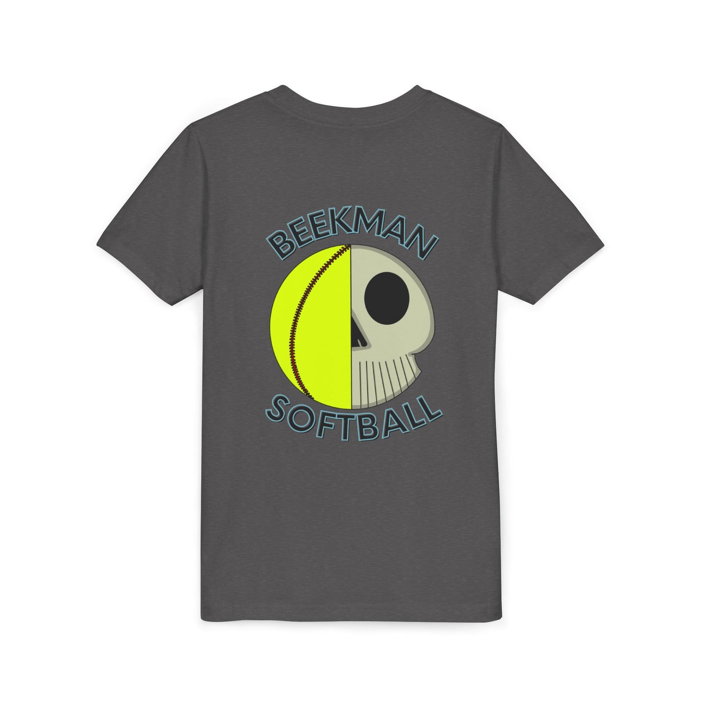 Beekman Softball Skull Youth Tee - Back Design