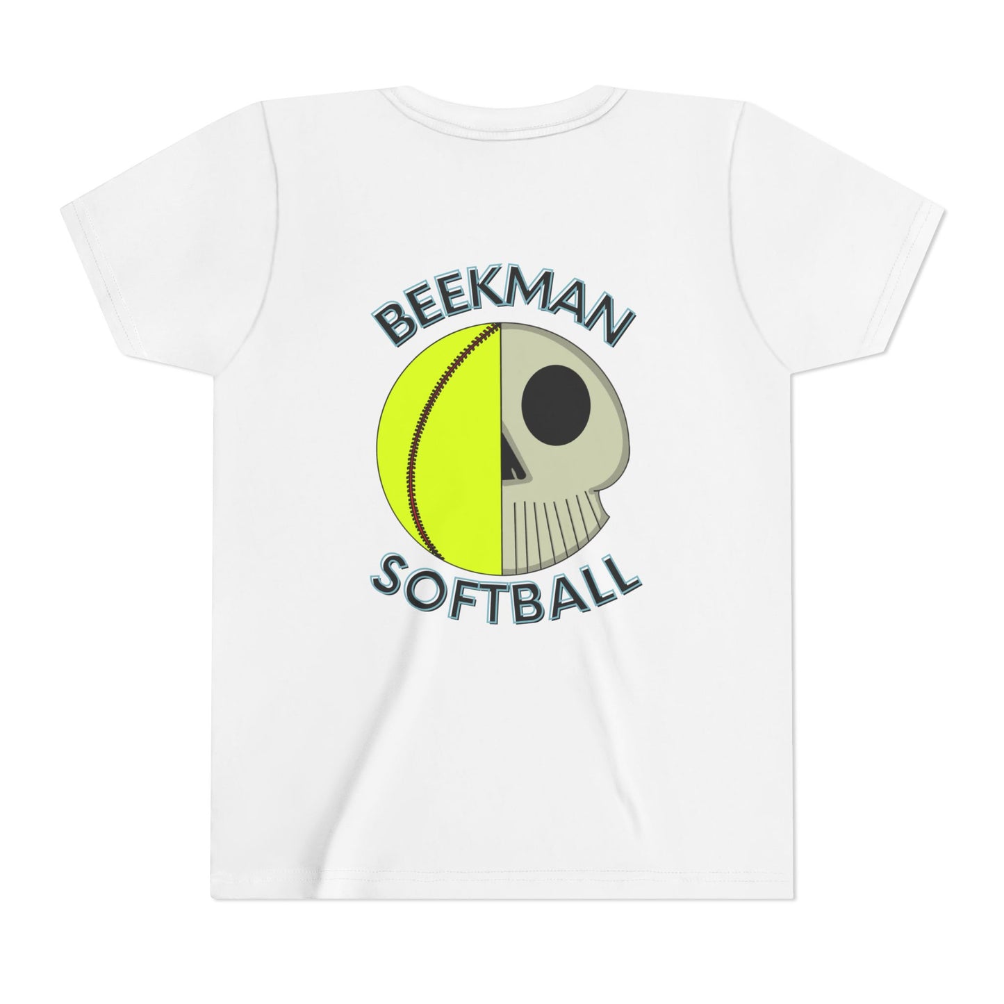 Beekman Softball Skull Youth Tee - Back Design