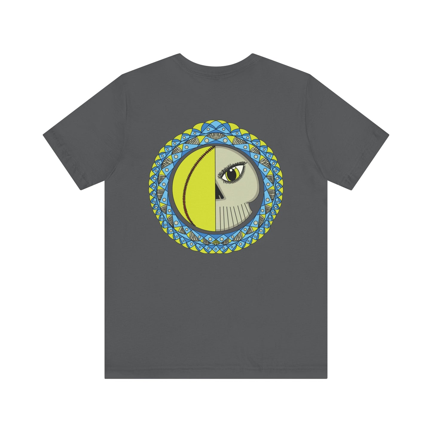 Softball Eyeball Mandala Back Design Unisex Bella+Canvas 3001 Graphic Tee