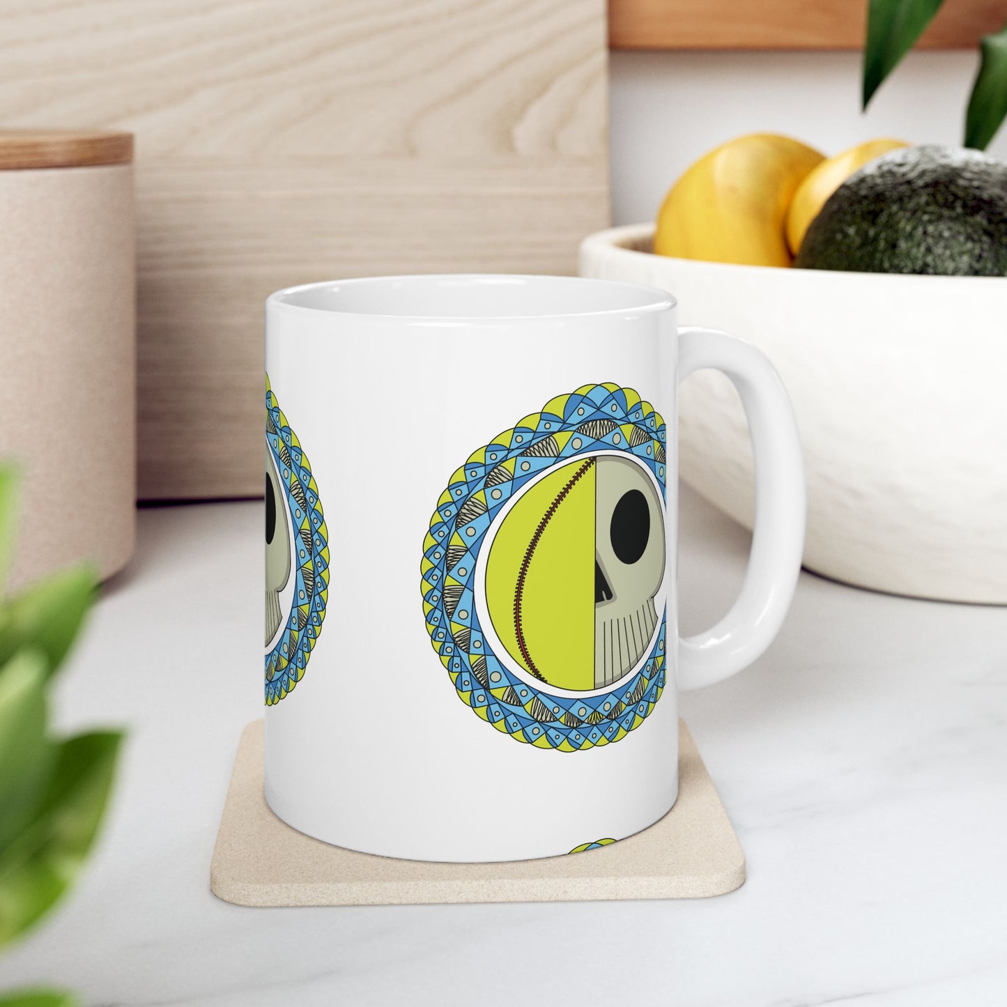 Softball Skull Mandala 11 oz Mug