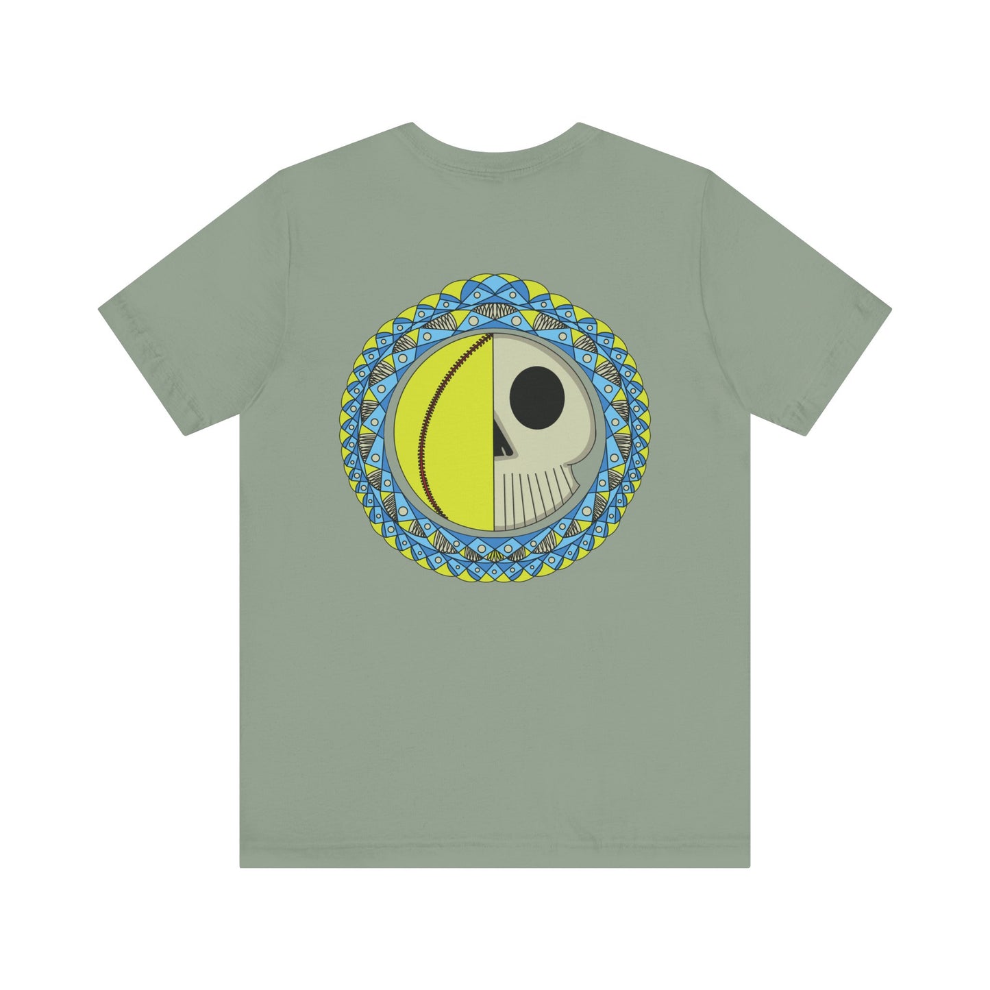 Softball Skull Mandala Back Design Graphic T Shirt Bella + Canvas 3001