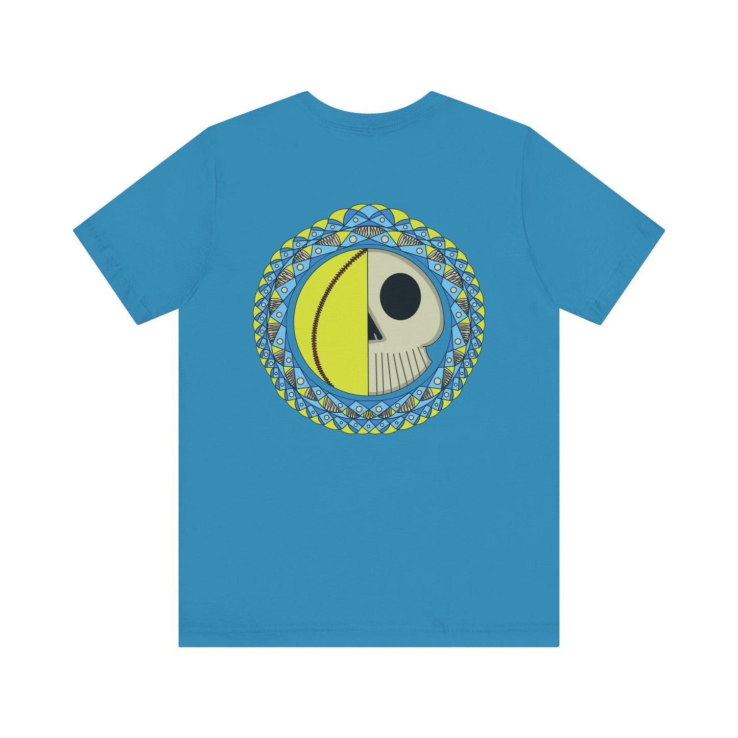 Softball Skull Mandala Back Design Graphic T Shirt Bella + Canvas 3001