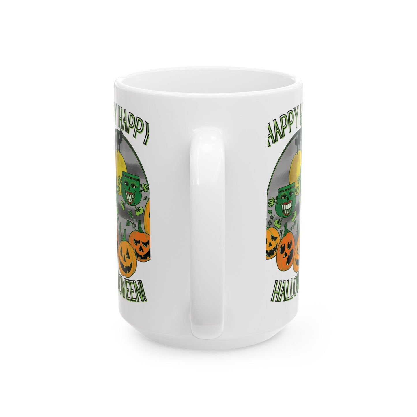 Happy Happy Halloween! Monster And Jack O' Lantern Ceramic Mug Spooky Seasonal Drinkware
