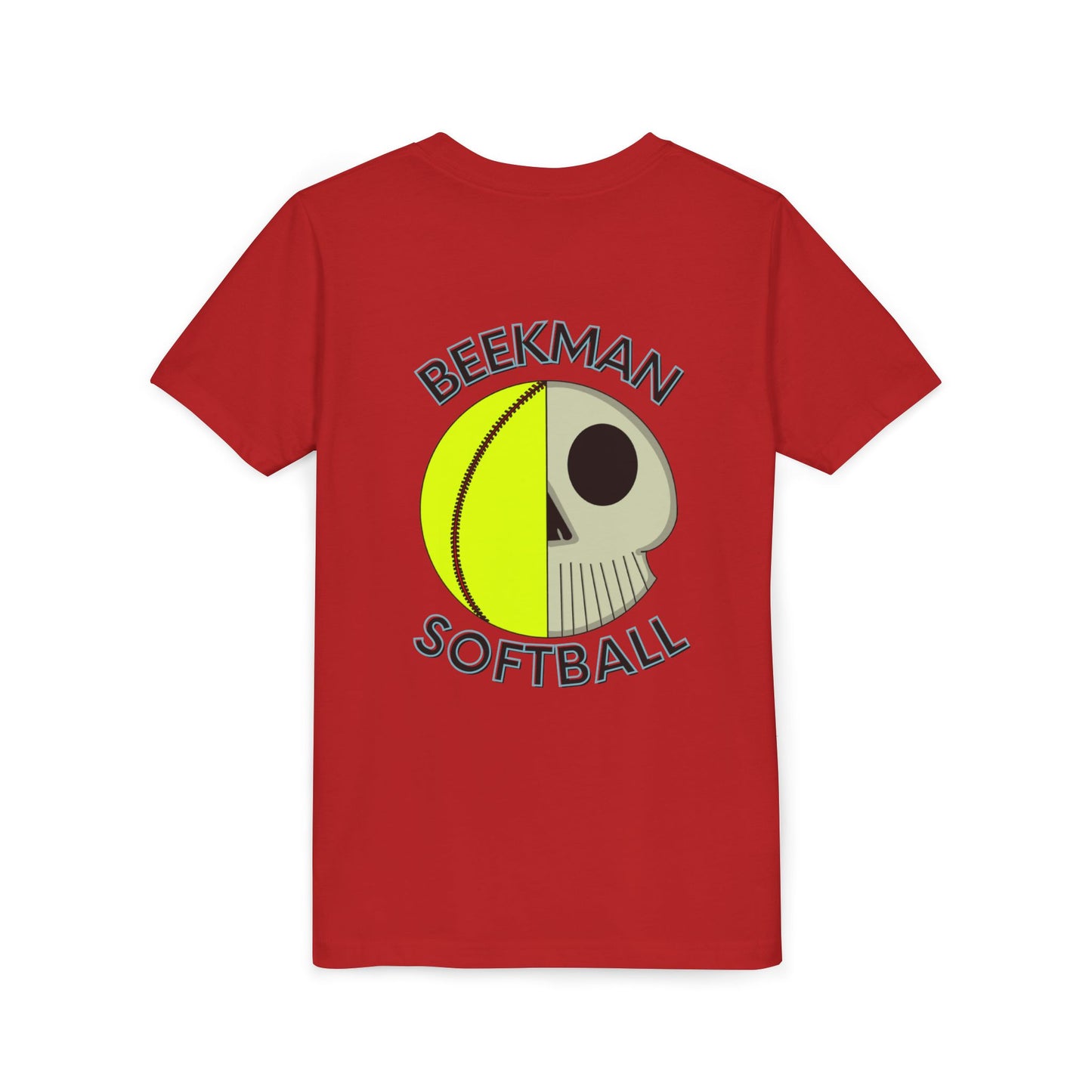 Beekman Softball Skull Youth Tee - Back Design