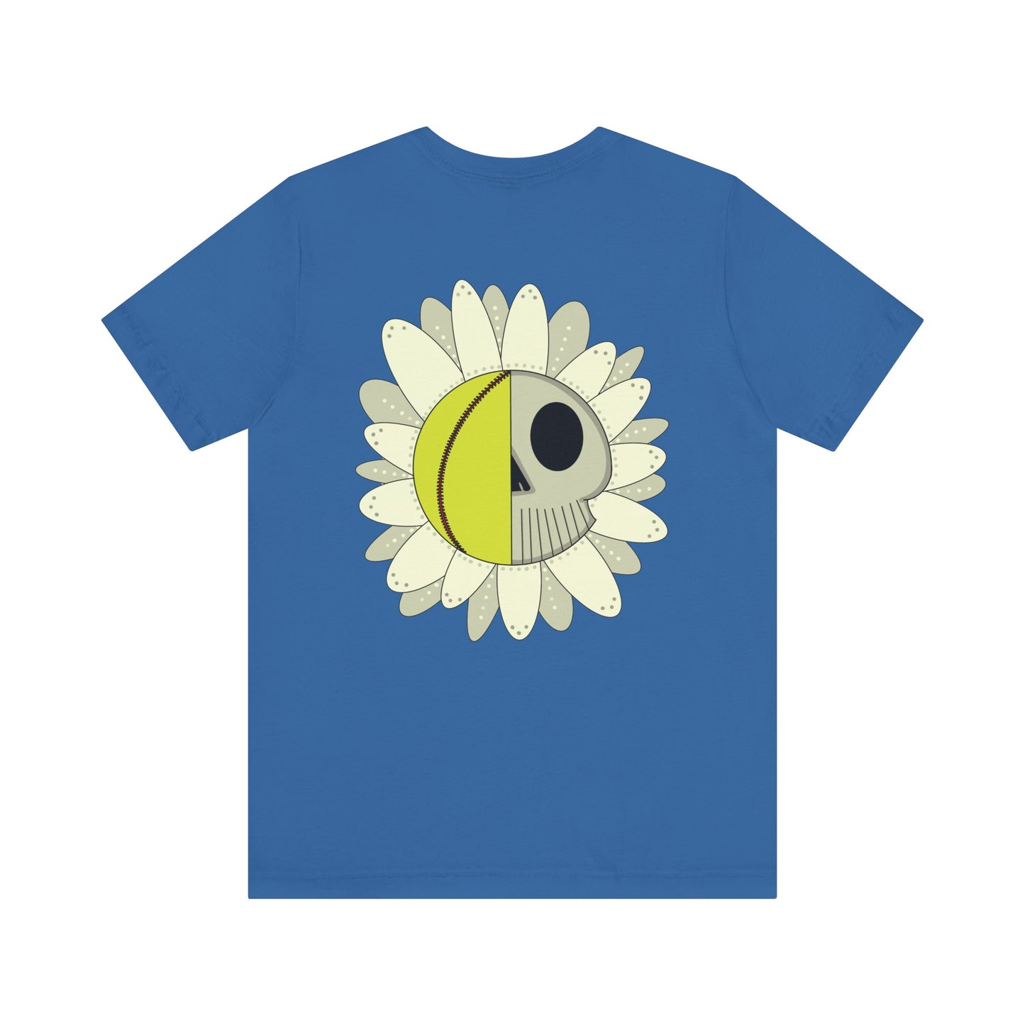 Softball Skull Daisy Back Design Unisex Bella + Canvas 3001 T-Shirt