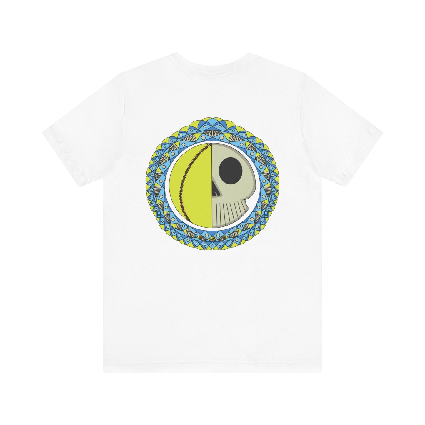 Softball Skull Mandala Back Design Graphic T Shirt Bella + Canvas 3001