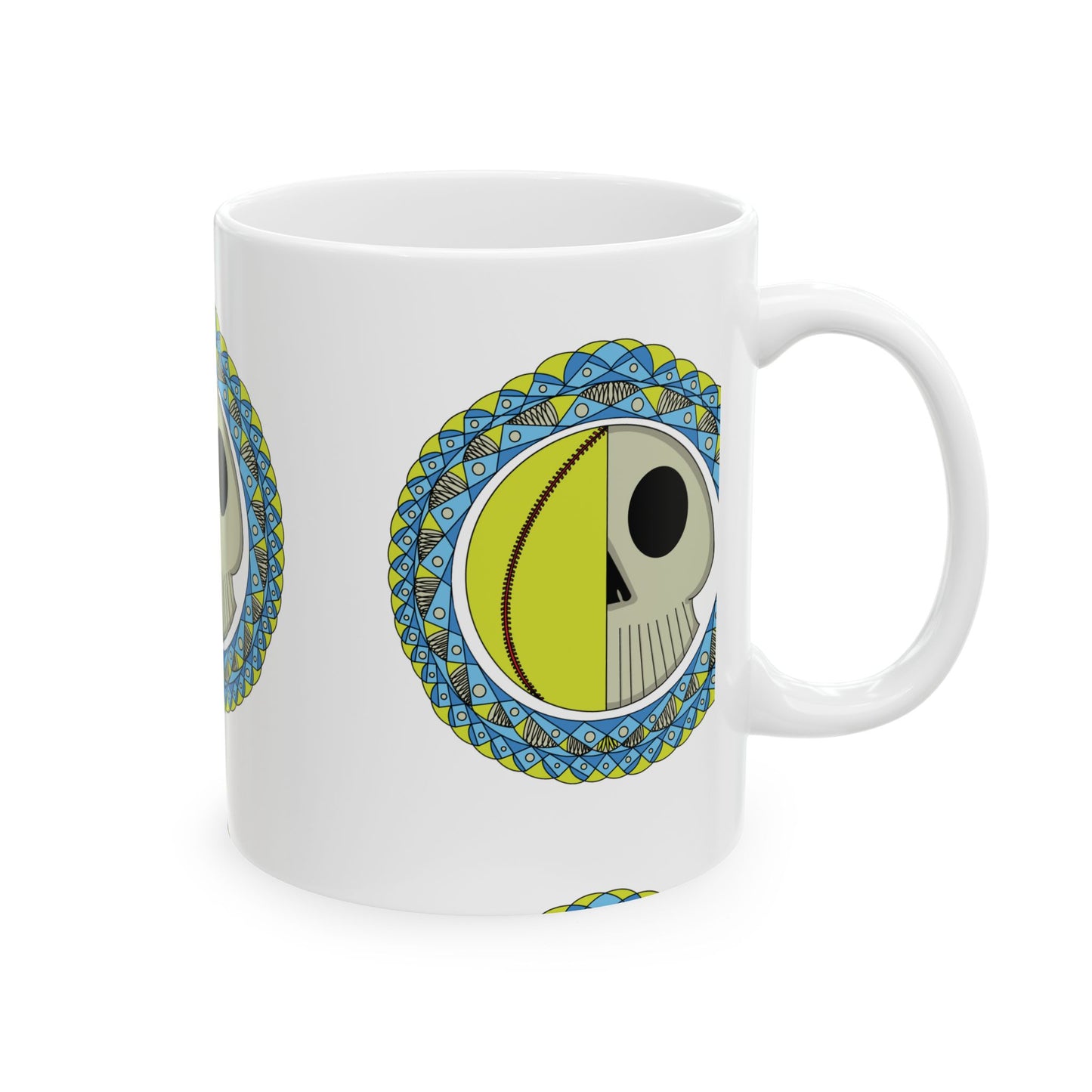 Softball Skull Mandala 11 oz Mug
