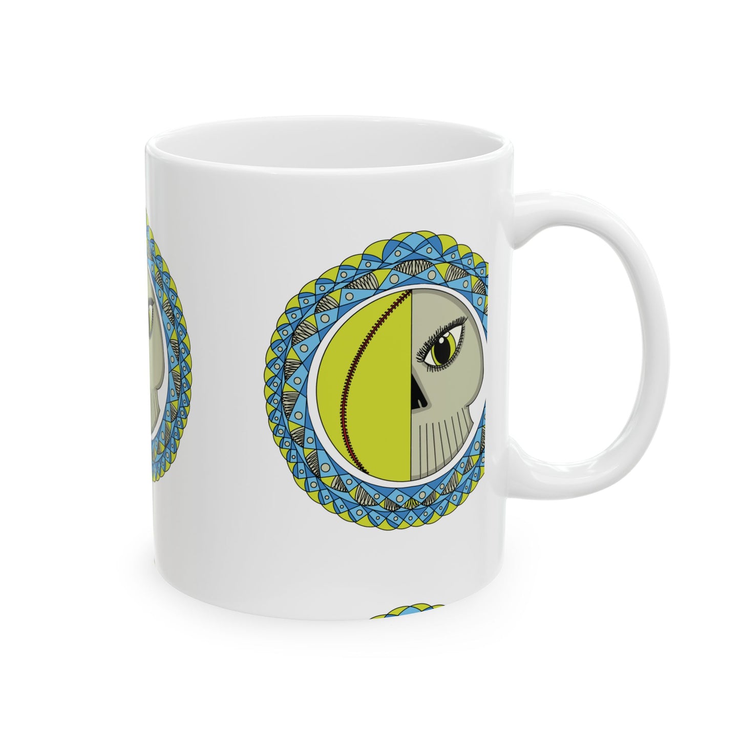Softball Eyeball Mandala 11 oz Mug