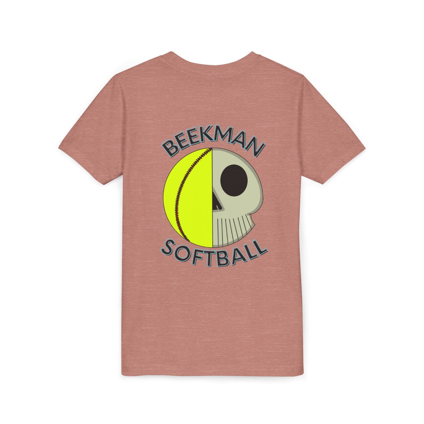 Beekman Softball Skull Youth Tee - Back Design