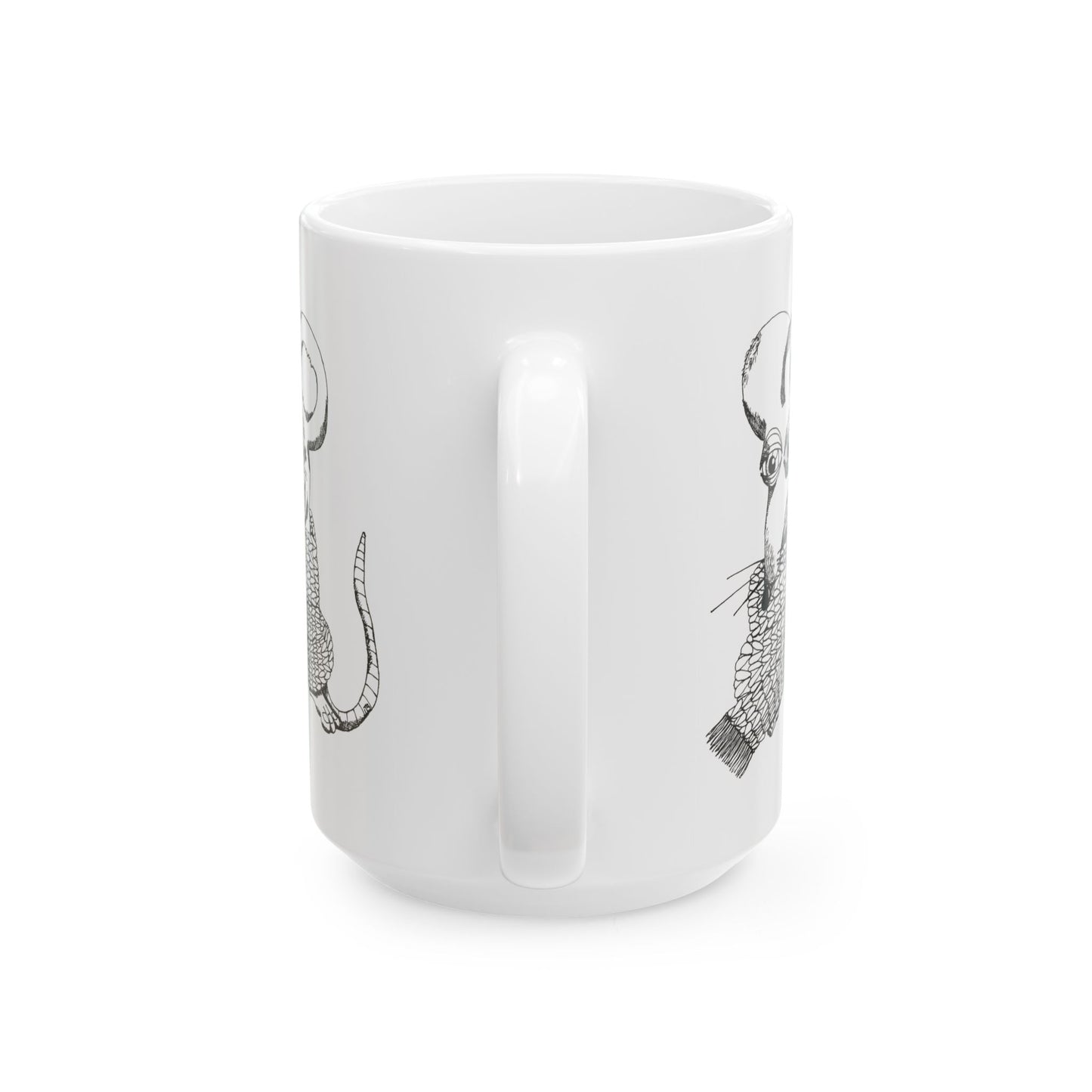 Charming Rat with Knit Scarf Ceramic Mug