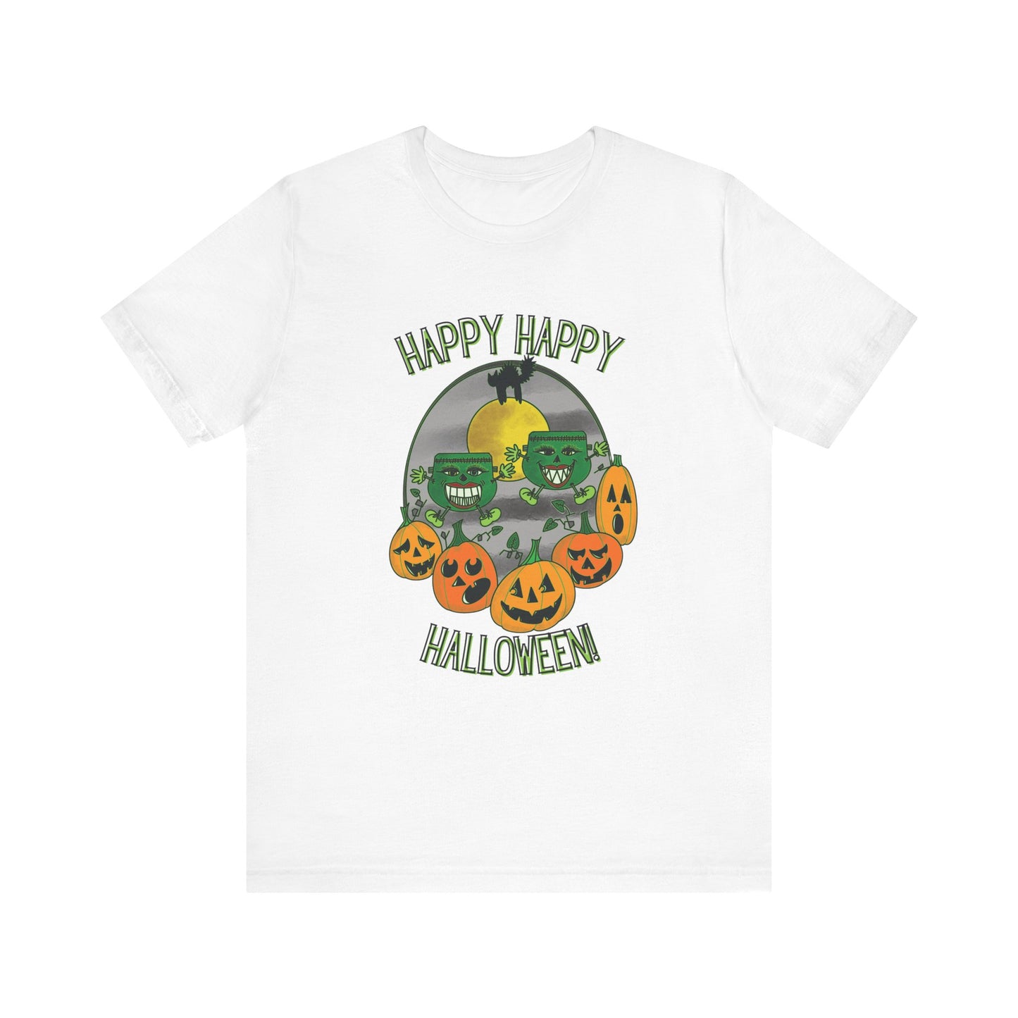Happy Happy Halloween! Front Design Graphic T-Shirt Bella+Canvas 3001 Shirt