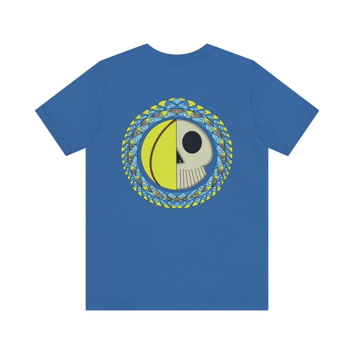 Softball Skull Mandala Back Design Graphic T Shirt Bella + Canvas 3001