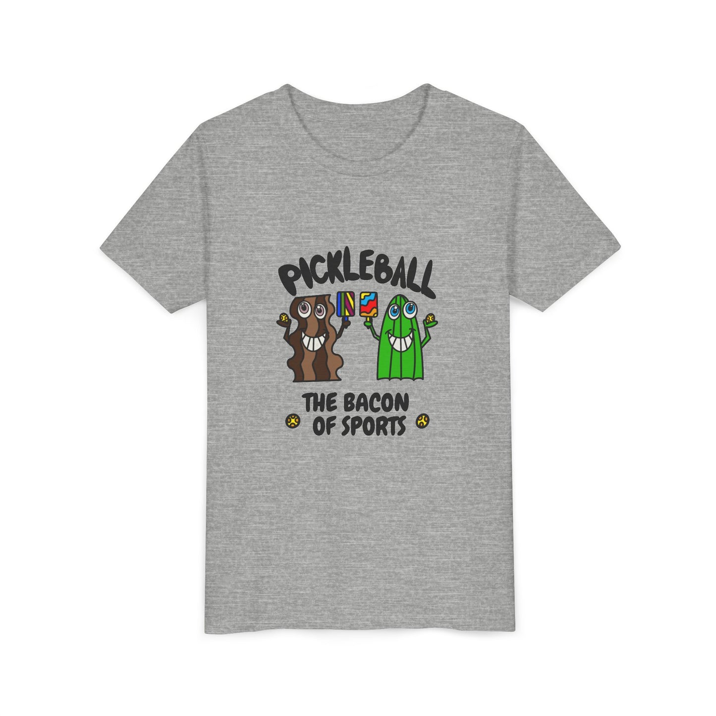 Pickleball The Bacon Of Sports Youth Graphic Tee Front Design
