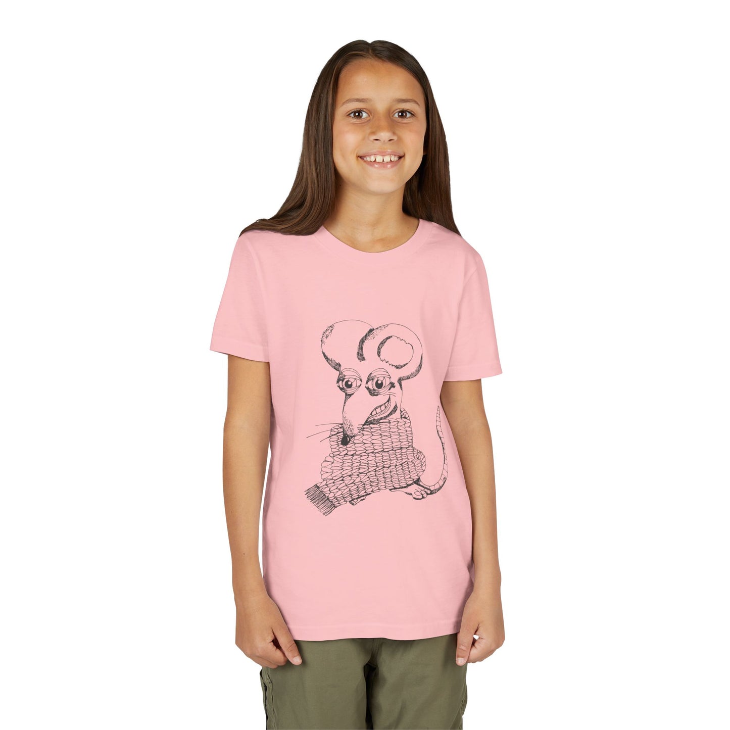 Adorable Knit Scarf Rat Youth Graphic Tee