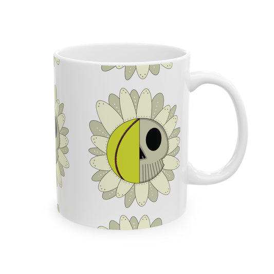 Softball Skull Daisy 11 oz Mug