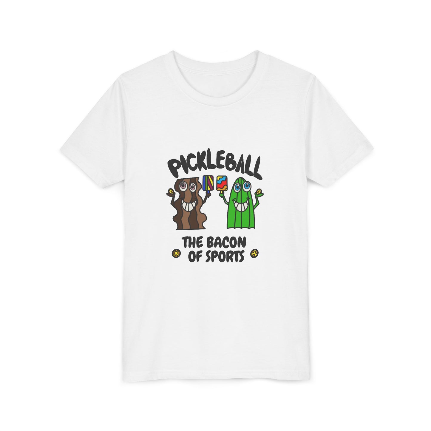 Pickleball The Bacon Of Sports Youth Graphic Tee Front Design