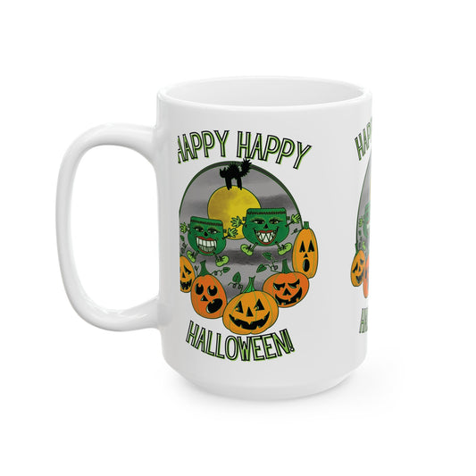 Happy Happy Halloween! Monster And Jack O' Lantern Ceramic Mug Spooky Seasonal Drinkware