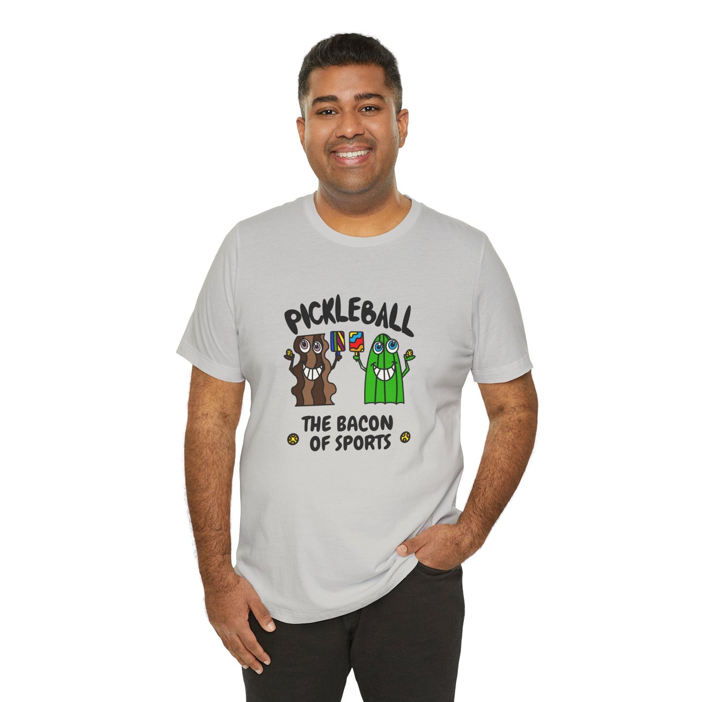 Pickleball The Bacon Of Sports Unisex Jersey Short Sleeve Tee Front Illustration
