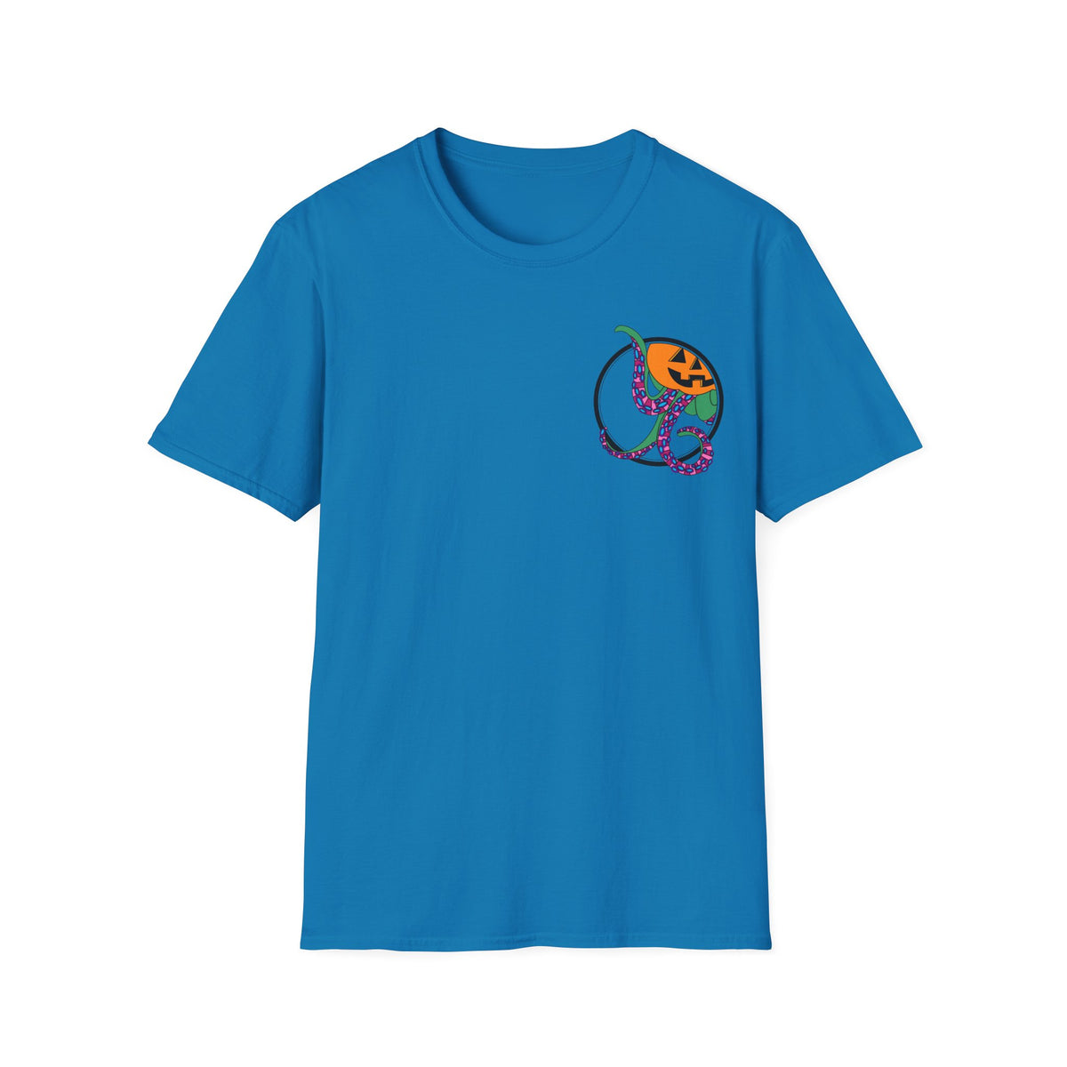 Jack O' Lantern Octopus Halloween Unisex Softstyle T-Shirt Back Design