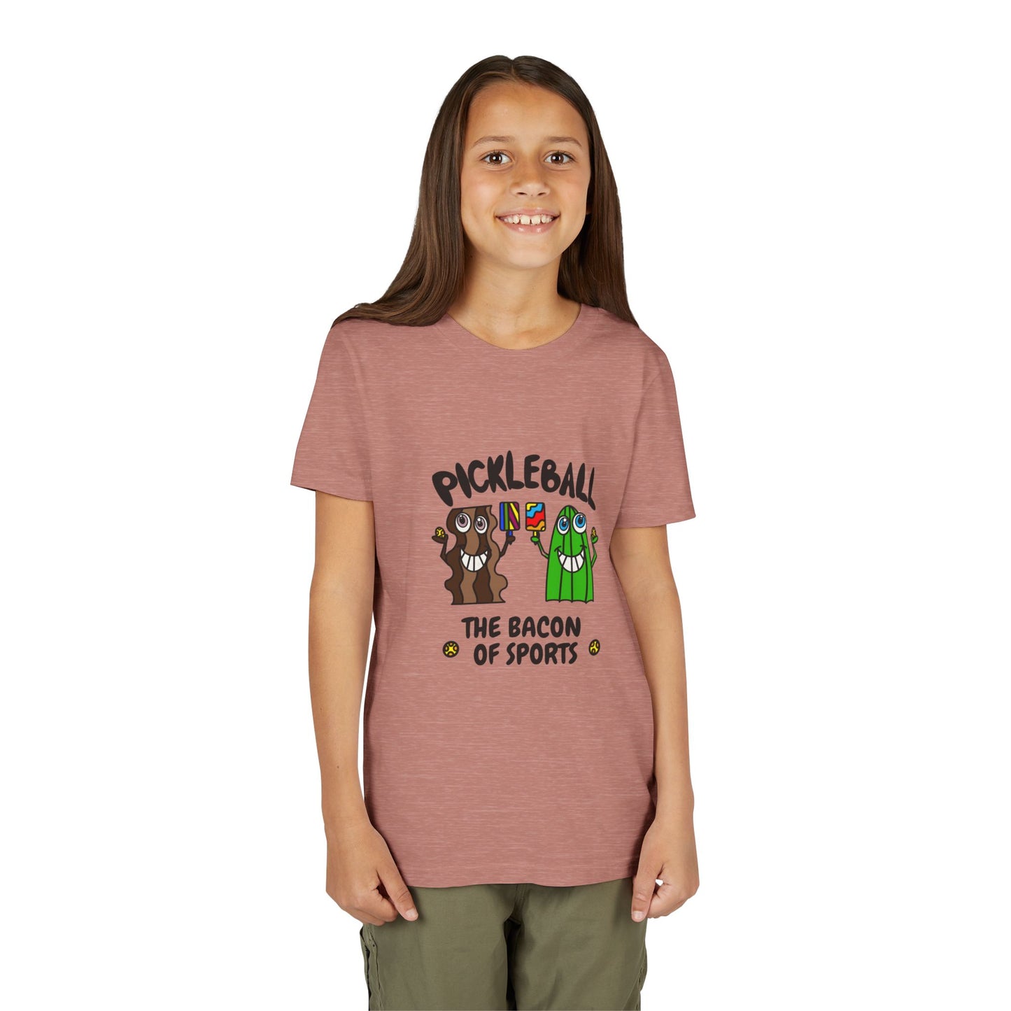 Pickleball The Bacon Of Sports Youth Graphic Tee Front Design