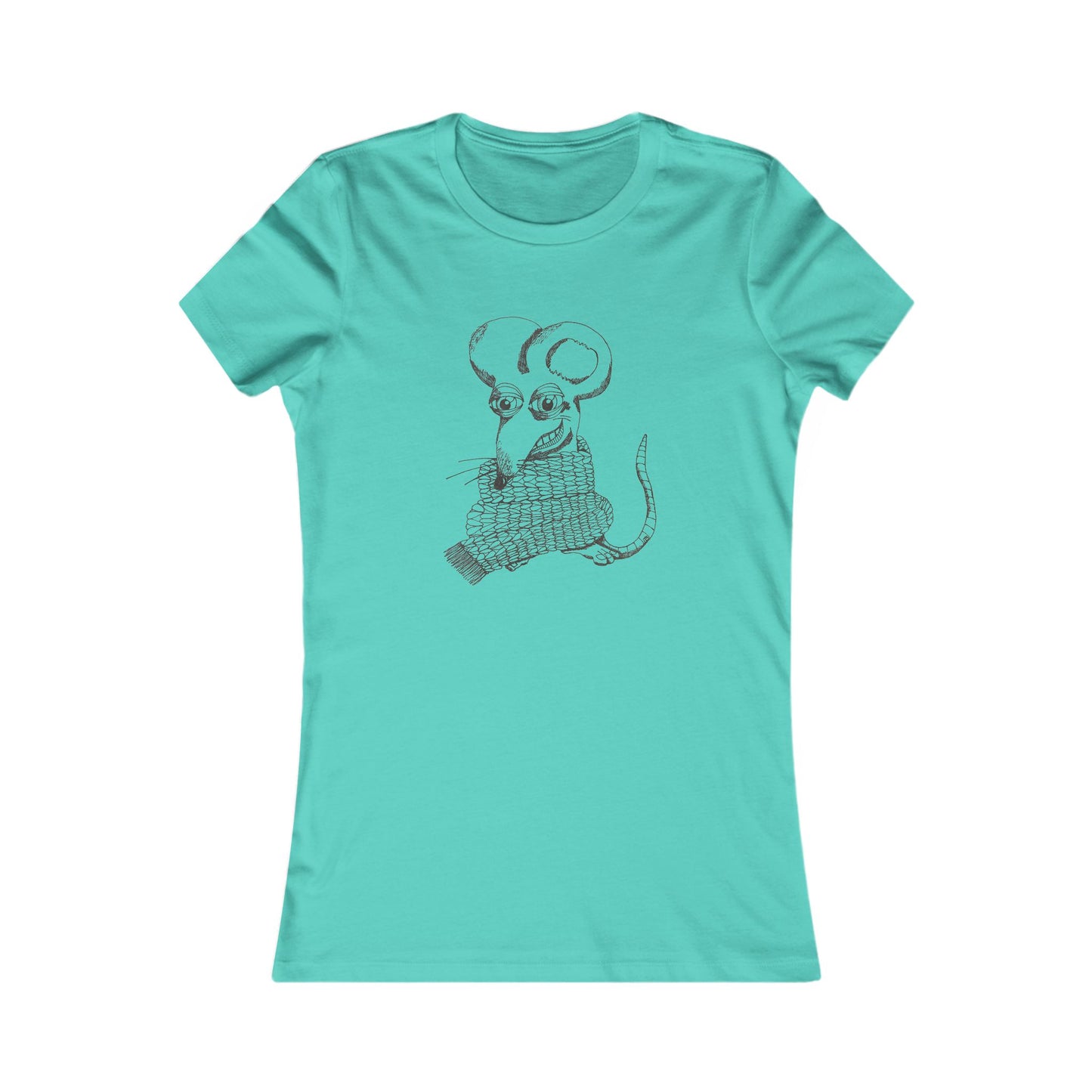 Knit Scarf Rat Tee Cute Womens Graphic T-Shirt