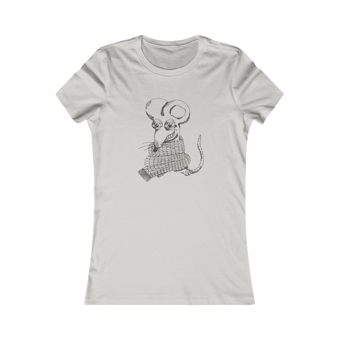 Knit Scarf Rat Tee Cute Womens Graphic T-Shirt