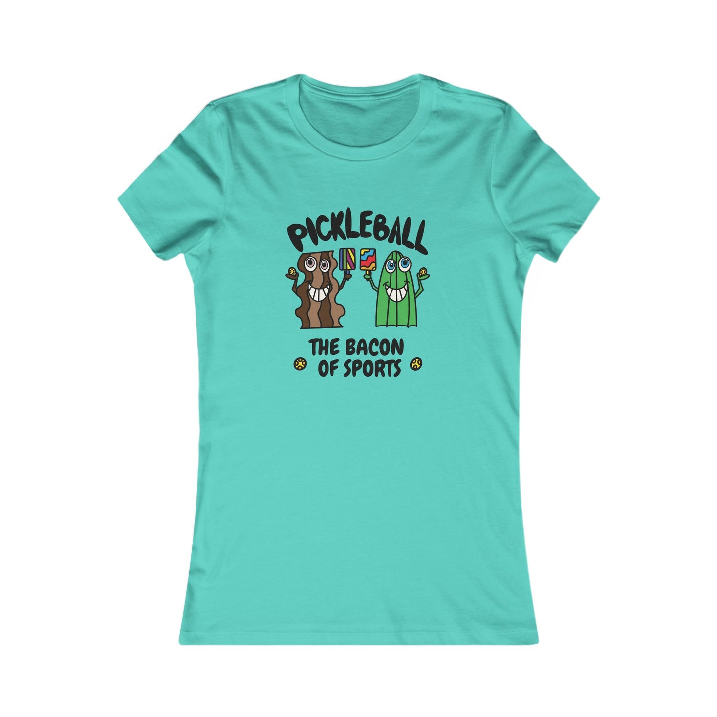 Pickleball Bacon of Sports Womens Graphic Tee Front Illustration