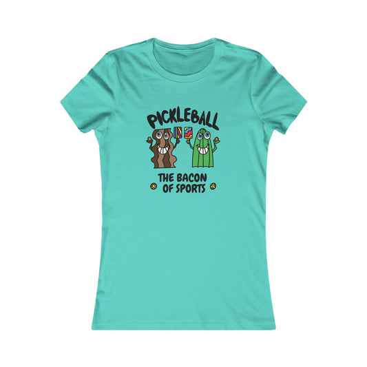 Pickleball Bacon of Sports Womens Graphic Tee Front Illustration