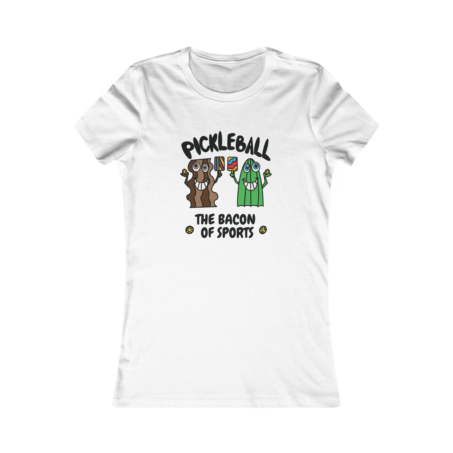 Pickleball Bacon of Sports Womens Graphic Tee Front Illustration