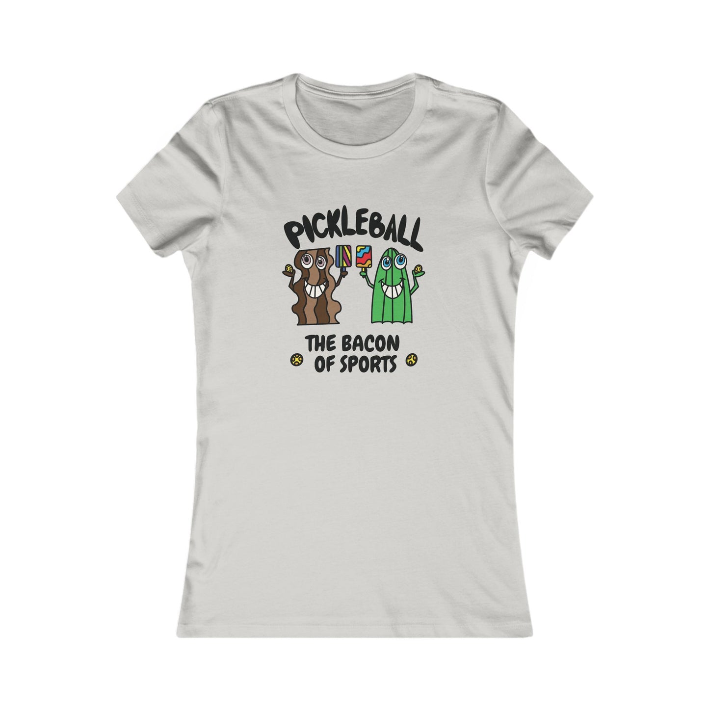 Pickleball Bacon of Sports Womens Graphic Tee Front Illustration