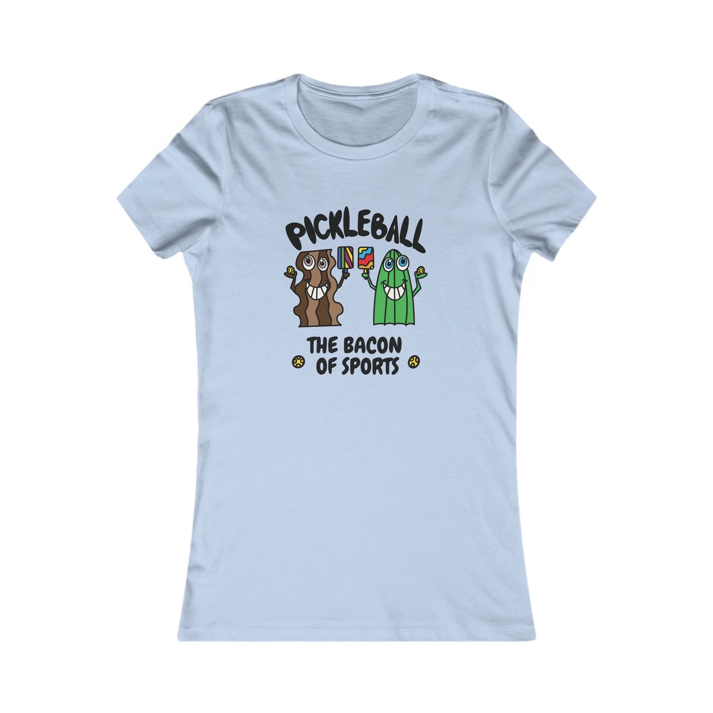 Pickleball Bacon of Sports Womens Graphic Tee Front Illustration