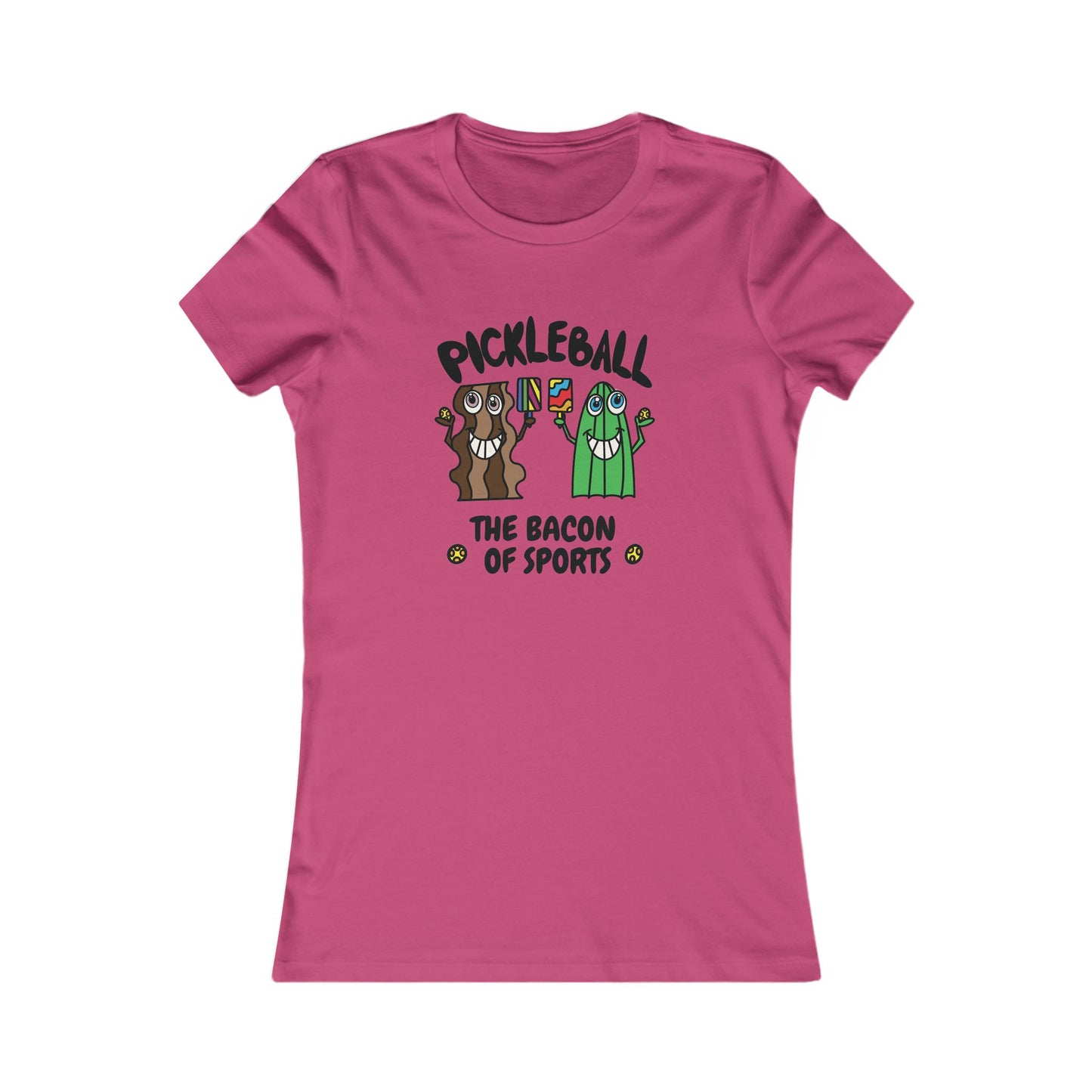 Pickleball Bacon of Sports Womens Graphic Tee Front Illustration