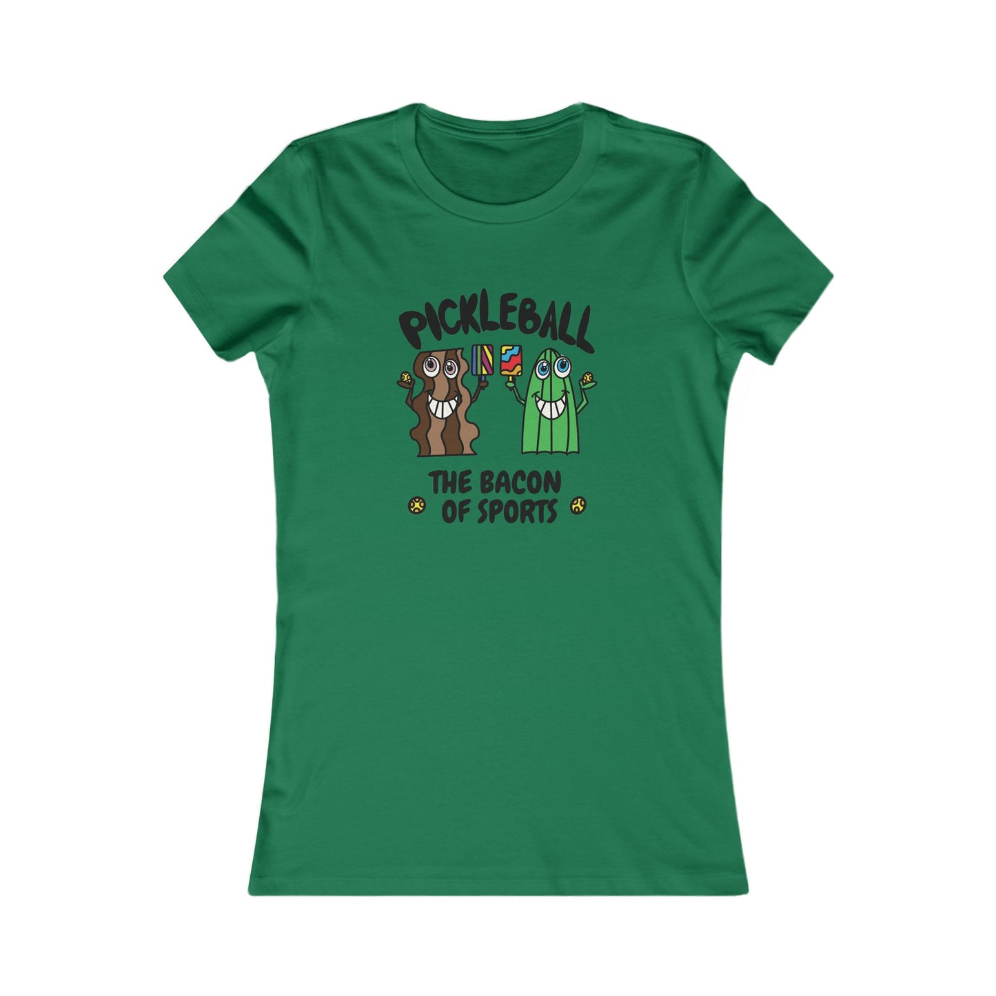Pickleball Bacon of Sports Womens Graphic Tee Front Illustration