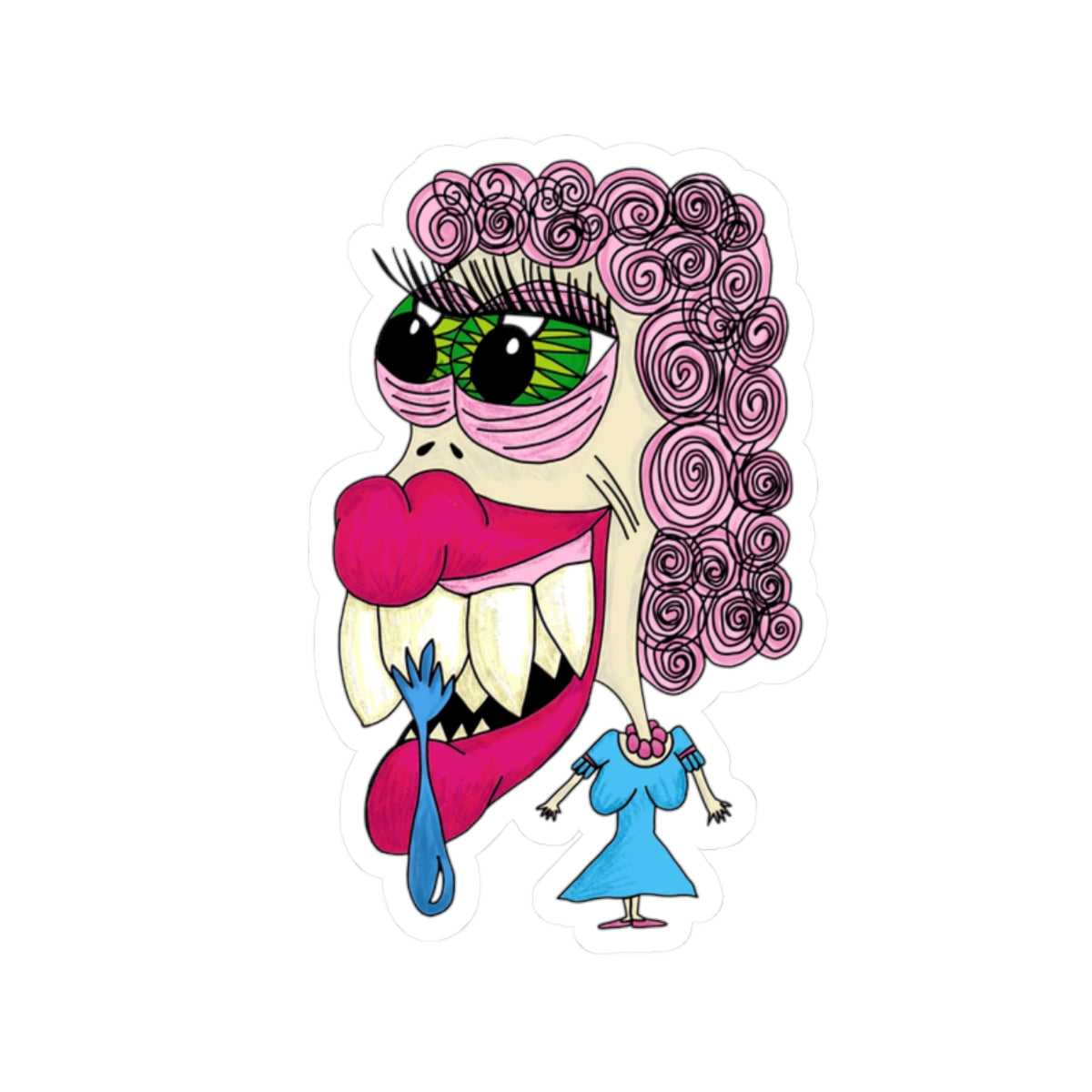 Graphic Nonsense Drool Woman Kiss-Cut Stickers
