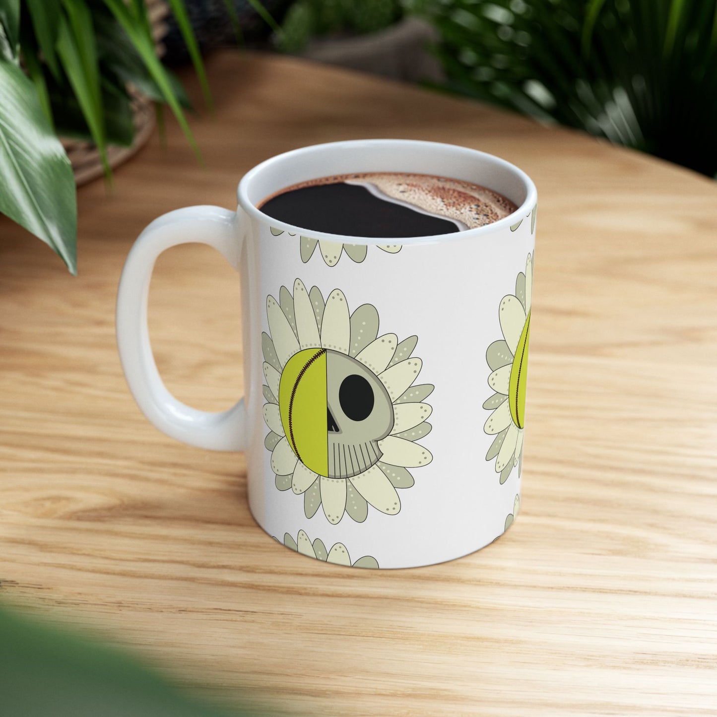 Softball Skull Daisy 11 oz Mug