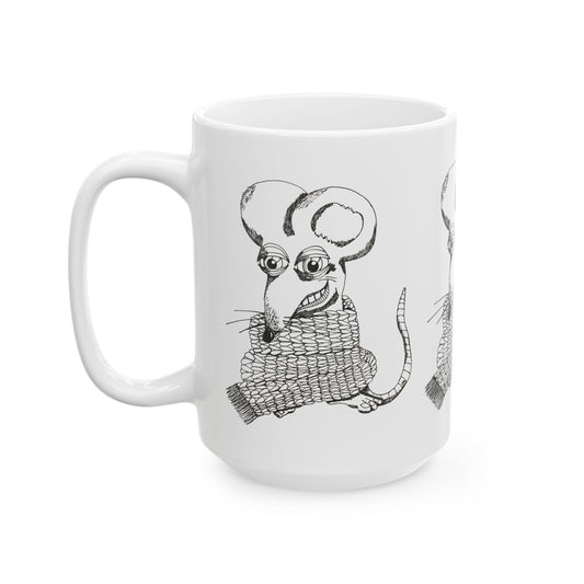 Charming Rat with Knit Scarf Ceramic Mug