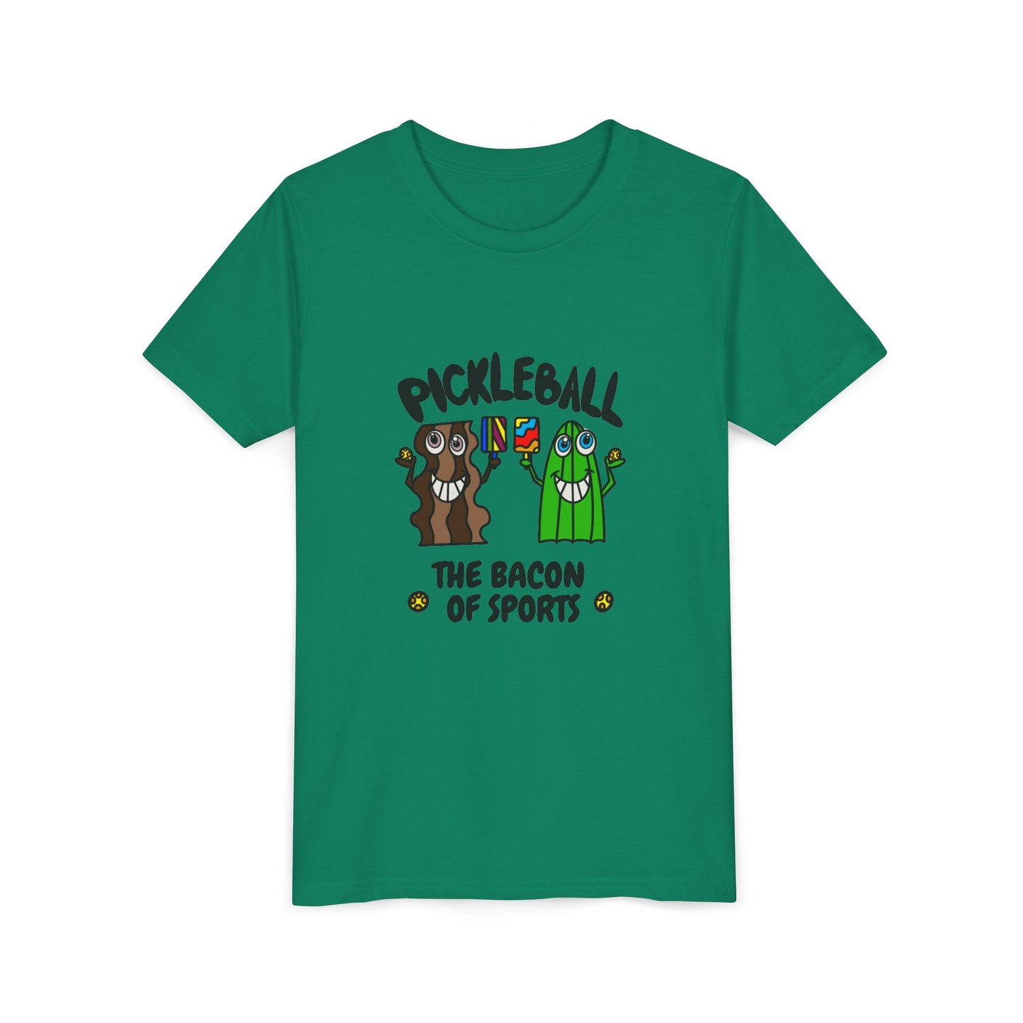 Pickleball The Bacon Of Sports Youth Graphic Tee Front Design