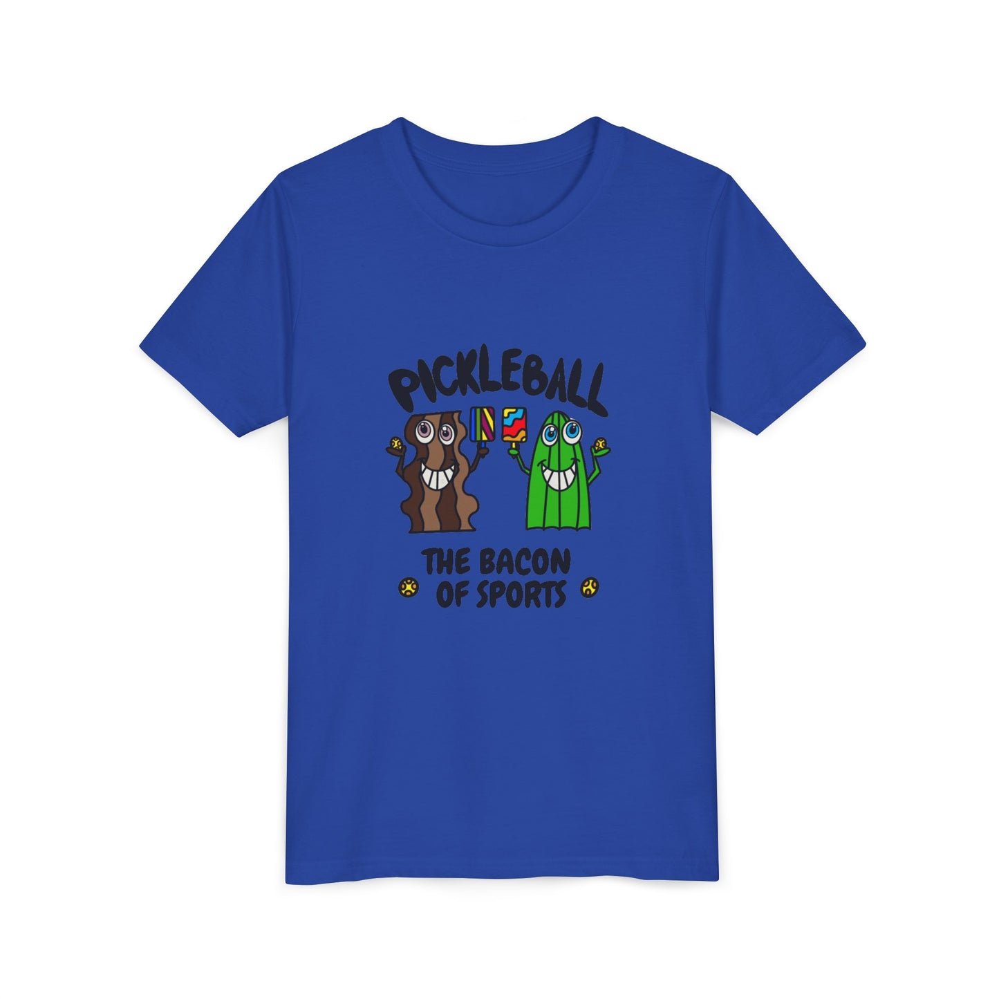 Pickleball The Bacon Of Sports Youth Graphic Tee Front Design