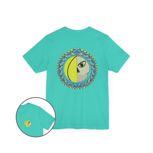 Softball Eyeball Mandala Back Design Unisex Bella+Canvas 3001 Graphic Tee