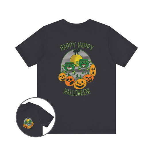 Happy Happy Halloween! Back Design Graphic T-Shirt Bella+Canvas 3001 Shirt