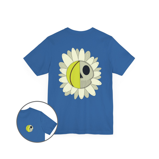 Softball Skull Daisy Back Design Unisex Bella + Canvas 3001 T-Shirt