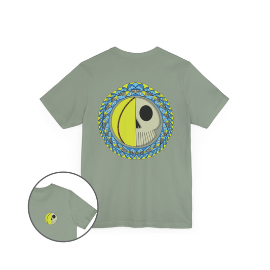 Softball Skull Mandala Back Design Graphic T Shirt Bella + Canvas 3001